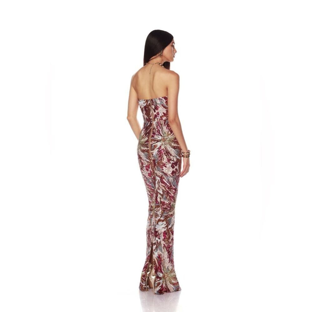 NWOT BRONX AND BANIC Dahlia Fuchsia Multi Maxi Strapless Dress - Picture 5 of 14